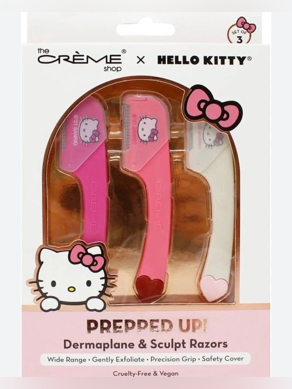 Hello Kitty X the Crème Shop set of 3 dermaplane & Sculpt Razors